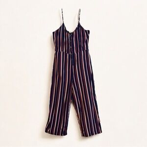 Garage Striped Cropped Jumpsuit – Navy Red White | Wide Leg Viscose Size S